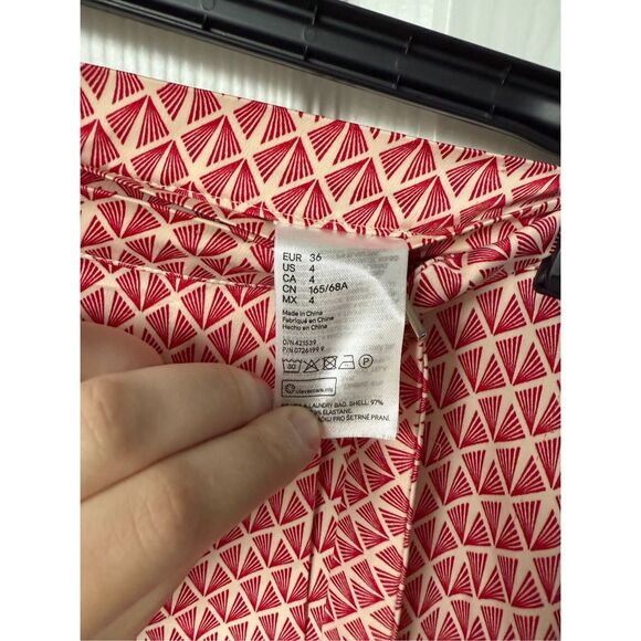 Midi Wrap Skirt H&M Size 4 Coastal Preppy Red Leaves - Picture 4 of 5